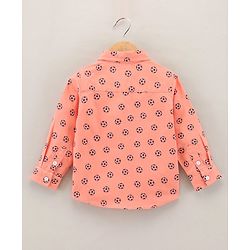 Babyhug Full Sleeves Oxford Shirt With Football Print - Orange