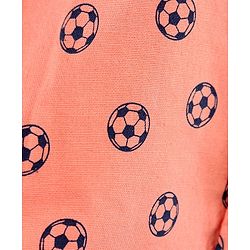 Babyhug Full Sleeves Oxford Shirt With Football Print - Orange