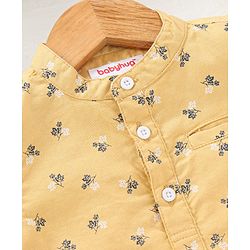 Babyhug Boys Half Sleeves Oxford Kurta Floral Print Shirt - Yellow