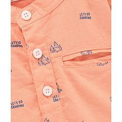 Babyhug 100% Cotton Full Sleeves Kurta Shirt Camp Fire Print - Orange