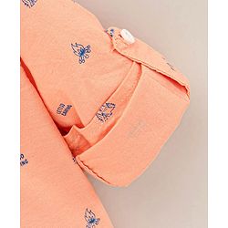 Babyhug 100% Cotton Full Sleeves Kurta Shirt Camp Fire Print - Orange