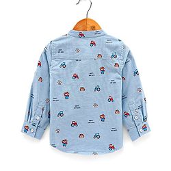 Babyhug 100% Cotton Full Sleeve Oxford Shirt House Print - Blue