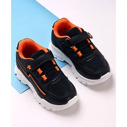 Cute Walk by Babyhug Lace Tie Up Sneakers - Dark Blue Orange