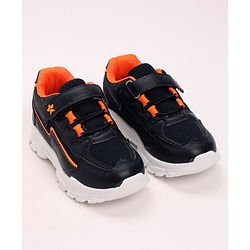 Cute Walk by Babyhug Lace Tie Up Sneakers - Dark Blue Orange