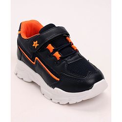 Cute Walk by Babyhug Lace Tie Up Sneakers - Dark Blue Orange