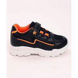 Cute Walk by Babyhug Lace Tie Up Sneakers - Dark Blue Orange