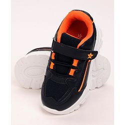 Cute Walk by Babyhug Lace Tie Up Sneakers - Dark Blue Orange