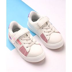 Cute Walk by Babyhug Sneakers With Velcro Closure Color Block- White Pink