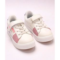 Cute Walk by Babyhug Sneakers With Velcro Closure Color Block- White Pink