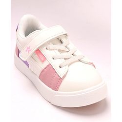 Cute Walk by Babyhug Sneakers With Velcro Closure Color Block- White Pink