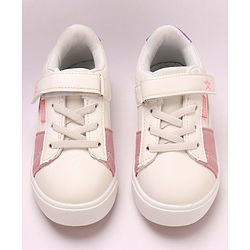 Cute Walk by Babyhug Sneakers With Velcro Closure Color Block- White Pink