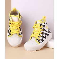 Cute Walk by Babyhug Checks Casual Shoes Lace Tie Up - Yellow