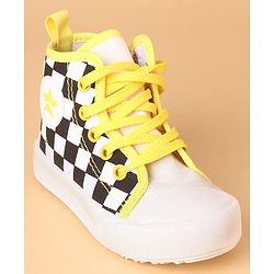 Cute Walk by Babyhug Checks Casual Shoes Lace Tie Up - Yellow