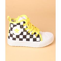 Cute Walk by Babyhug Checks Casual Shoes Lace Tie Up - Yellow