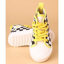 Cute Walk by Babyhug Checks Casual Shoes Lace Tie Up - Yellow