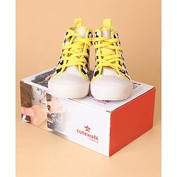 Cute Walk by Babyhug Checks Casual Shoes Lace Tie Up - Yellow