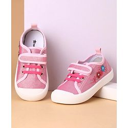 Cute Walk by Babyhug Casual Shoes With Floral Embroidery & Velcro Closure - Pink