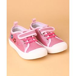 Cute Walk by Babyhug Casual Shoes With Floral Embroidery & Velcro Closure - Pink