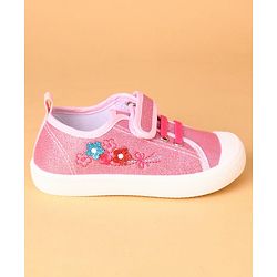 Cute Walk by Babyhug Casual Shoes With Floral Embroidery & Velcro Closure - Pink