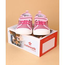 Cute Walk by Babyhug Casual Shoes With Floral Embroidery & Velcro Closure - Pink