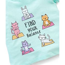 Babyhug Half Sleeves Top Kitty Graphics - Light Blue