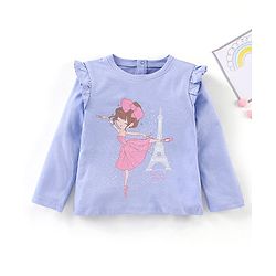Babyhug Full Sleeves Tee with Graphics & Frill Detailing - Light Purple
