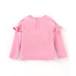 Babyhug Full Sleeves Tee with Graphics & Frill Detailing - Pink