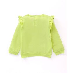 Babyhug Full Sleeves Tee with Graphics And Frill Detailing - Lime