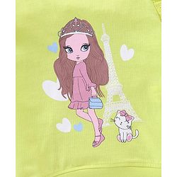 Babyhug Full Sleeves Tee with Graphics And Frill Detailing - Lime
