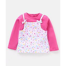 Babyhug Full Sleeves Tee with Printed Tank Tee - Pink