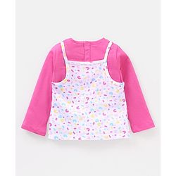 Babyhug Full Sleeves Tee with Printed Tank Tee - Pink