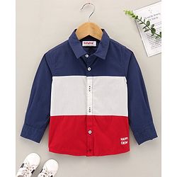 Babyhug Full Sleeves Solid Shirt - Navy Blue Red