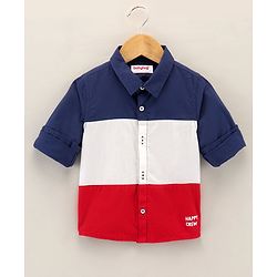 Babyhug Full Sleeves Solid Shirt - Navy Blue Red