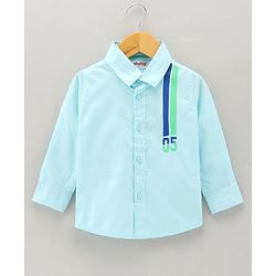 Babyhug Cotton Woven Full Sleeves Shirt Front Print - Blue