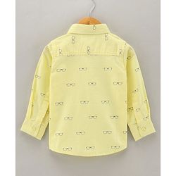 Babyhug Cotton Woven Full Sleeves Shirt Glasses Print - Yellow