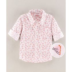 Babyhug Full Sleeves Cotton Shirt with Pencil Shavings Print - White