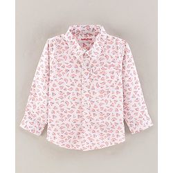 Babyhug Full Sleeves Cotton Shirt with Pencil Shavings Print - White