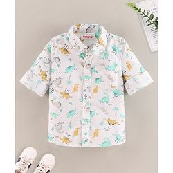 Babyhug Full Sleeves Shirt Dino Print - White