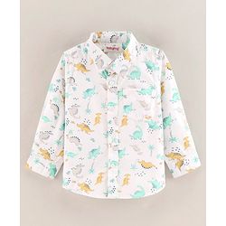 Babyhug Full Sleeves Shirt Dino Print - White