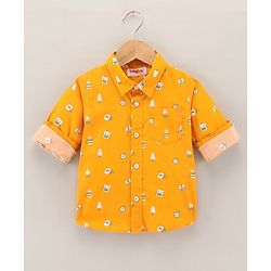 Babyhug Full Sleeves Shirt Multi Print - Yellow