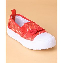 Cute Walk by Babyhug Casual Shoes With Velcro Closure Polka Dot Print- Red