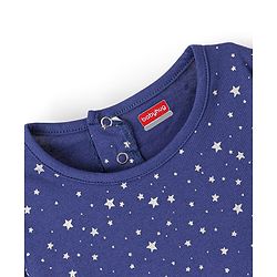 Babyhug 100% Cotton Full Sleeves Frocks With Headband Star Print - Blue
