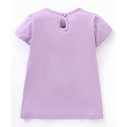 Babyhug 100% Cotton Knit Half Sleeves Text & Floral Printed Frock - Lilac