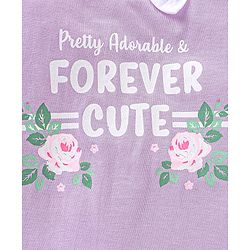 Babyhug 100% Cotton Knit Half Sleeves Text & Floral Printed Frock - Lilac