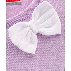 Babyhug 100% Cotton Knit Half Sleeves Text & Floral Printed Frock - Lilac