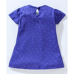 Babyhug 100% Cotton Short Sleeves Frock Stars Print - Navy Blue