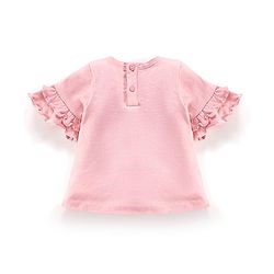 Babyhug Cotton Knit Half Sleeves Unicorn Print Tee with Frill & Glitter Detailing - Pink