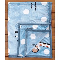 Babyhug Premium Reversible Plush Soft & Warm Double Layer Blanket Giraffe Print - Blue