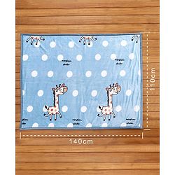 Babyhug Premium Reversible Plush Soft & Warm Double Layer Blanket Giraffe Print - Blue