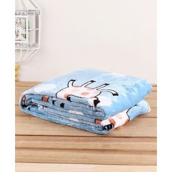 Babyhug Premium Reversible Plush Soft & Warm Double Layer Blanket Giraffe Print - Blue